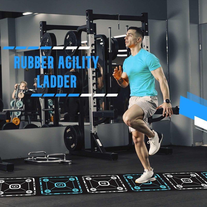 YGORTECH Agility Ladder Speed Training Equipment Set-15ft Non-Slip Agility Training Ladder, 10 Disc Cones, 5 Resistance Bands, Jump Rope, Rubber Ladder Mat for Soccer Footwork Drills Fitness Workouts