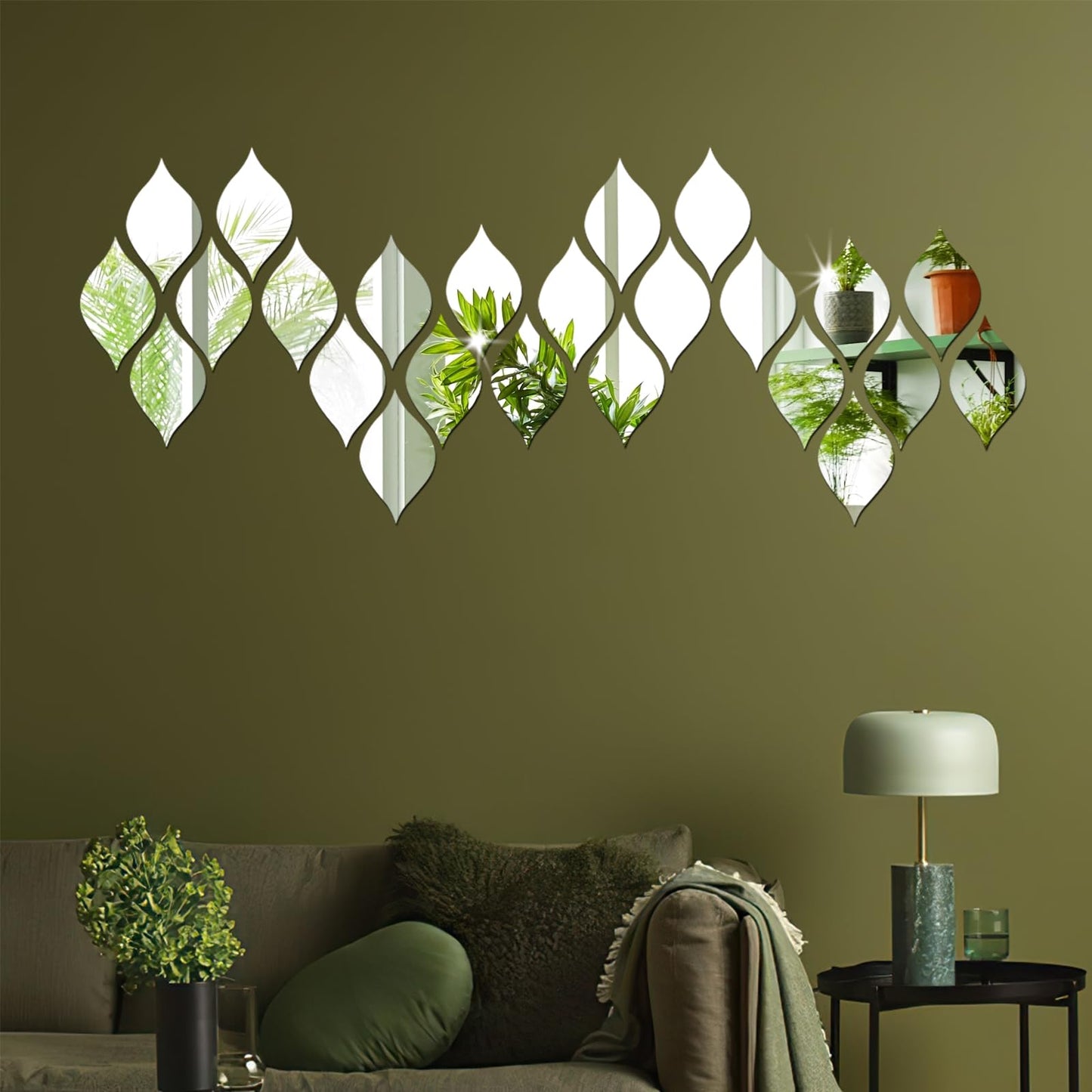 [Buy One Get Five] Acrylic Mirror Wall Stickers, 3D Teardrop Removable DIY Teardrop Peel and Stick Mirror Wall Decal Set for Living Room Bathroom Home Office Background Decorations (Silver)