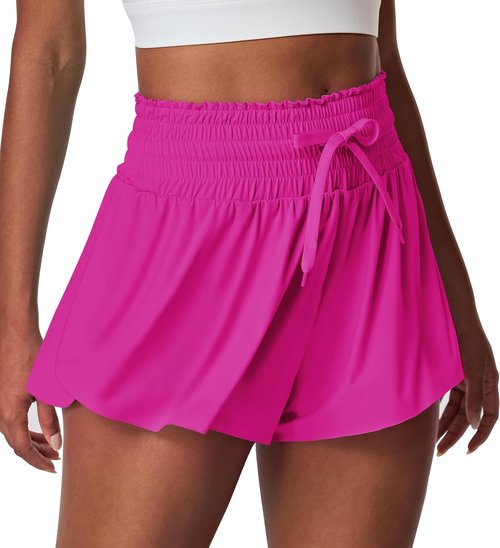 IUGA High-Waisted Athletic Shorts - Flowy Butterfly Design with Pockets for Women | Perfect for Running & Tennis