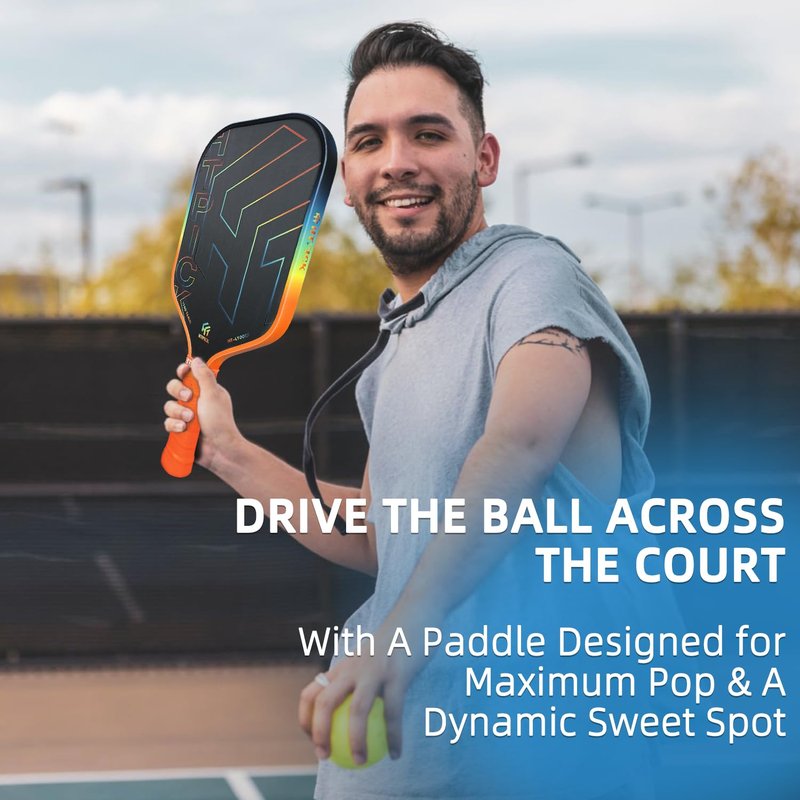 Pickleball Paddles, T700 Carbon Fiber Pickleball Paddle with PP Honeycomb Core 16mm Thickness, Enhanced Shock Absorption for Ultimate Spin & Consistency