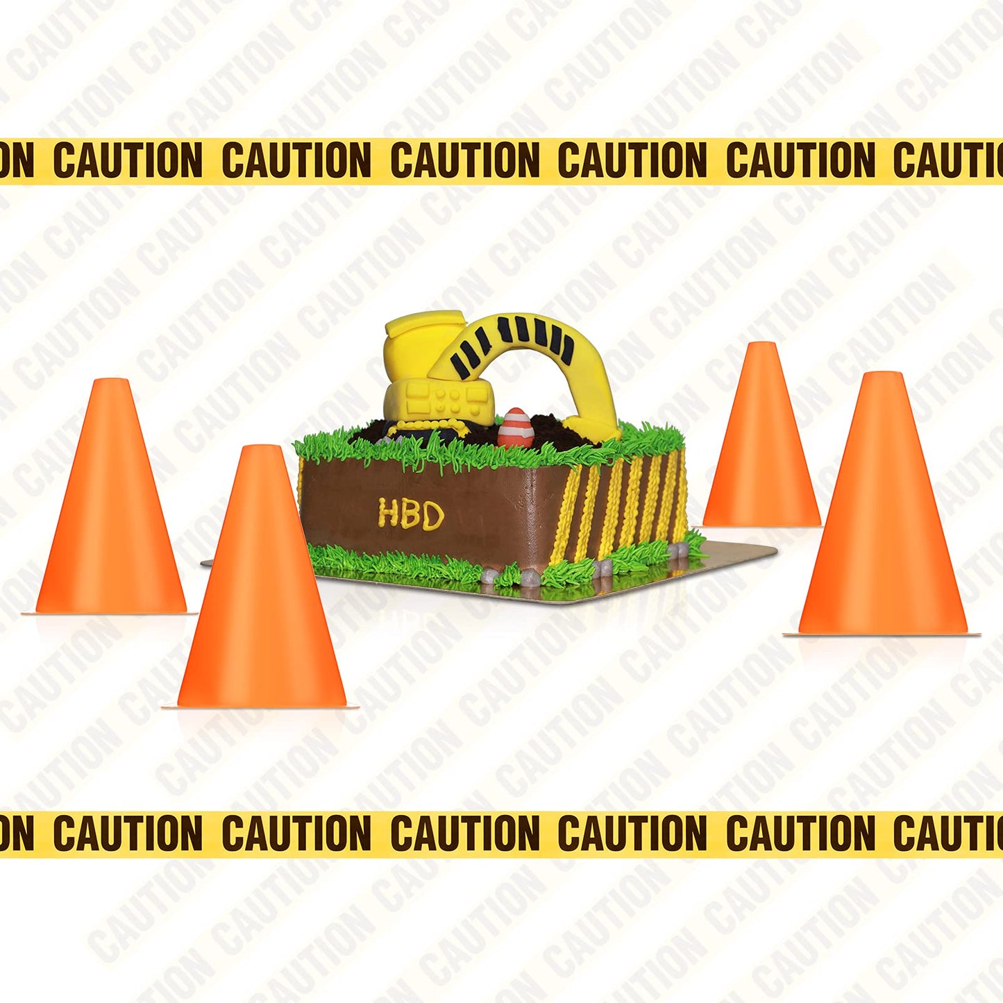 Frienda 11pcs Construction Party Supplies Set with Mini Traffic Cones and Caution Tape for Construction Theme Birthday Party Decorations, Indoor and Outdoor Games Favors(7.1 Inch Tall,Classic)