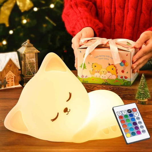Mubarek 【Remote + Gifts Package】 Cat Night Light for Kids,16 Colors Dimmable Teen Girl Gifts Trendy Stuff, TAP for Fun Cute Stuff for Teen Girls,Cute Room Decor for Girl
