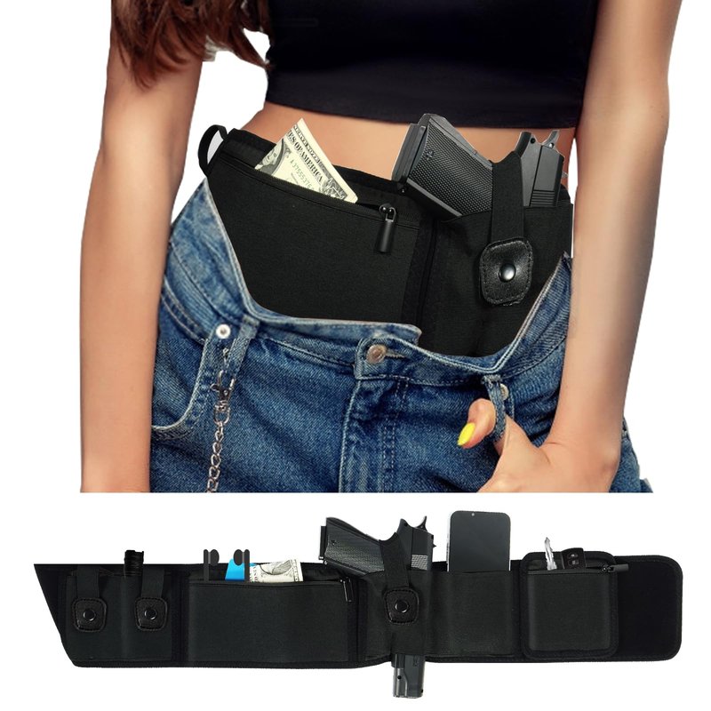 Belly Band Holster for Concealed Carry - Comfortable Gun Holsters for Men Women 380 9MM Concealed Carry - Fits Fits Glock 19 17 42 43, Smith Wesson, Taurus, Ruger (Left)