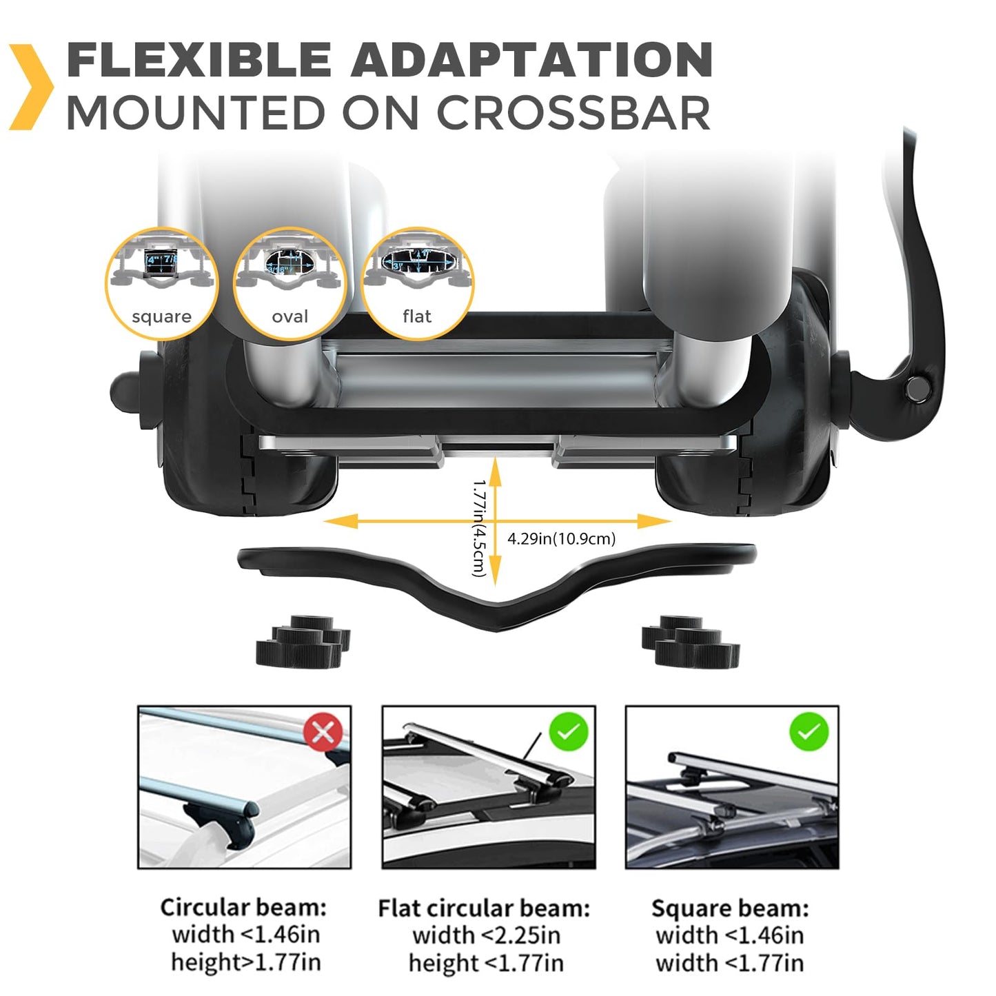 IKURAM R Aluminum Kayak Roof Rack Folding J-Style Universal 4-in-1