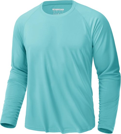 KEFITEVD Men's Long Sleeve UV Protection Shirt - Quick Dry Rash Guard for Swimming & Fishing