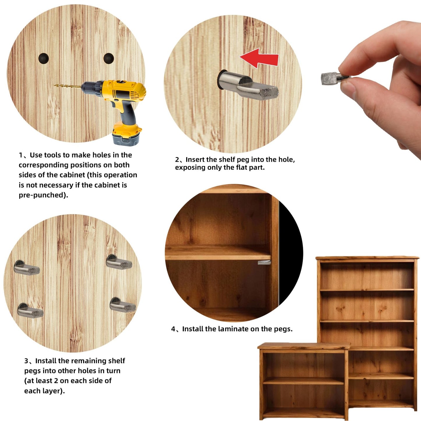 Benkyo 6mm Shelf Pins 6mm Shelf Pegs for Cabinet Shelves and Bookshelf Metal Shelf Support Pegs for Adjustable Wood Shelving Pegs to Hold Shelves （80 Piece）