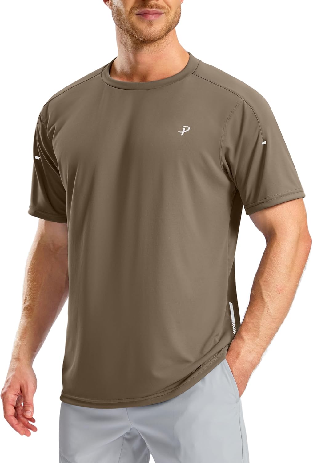Pudolla Men's Athletic Running T-Shirts - Lightweight Quick-Dry Short Sleeve Gym Tees
