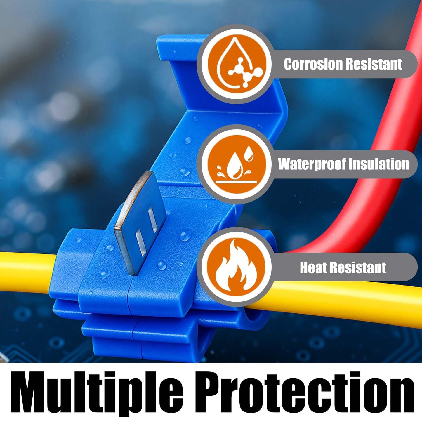 Solderless Quick Splice Wire Connectors,Double Run or Tap,22-18 AWG Red(30 PCS) 18-14 AWG Blue(30 PCS) Lock Snap Electrical Wire Connector(60/Pouch)