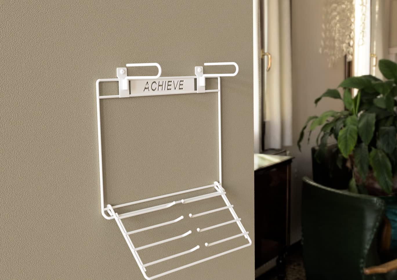 Performore 2-in-1 Wall-Mount Medal & Bib Display Rack | Metal Steel Organizer Rack with 12 Clear Bib Pockets, Hooks & Mounting Kit | Holds 40+ Medals & Bibs | Home, Gym, Sports Room
