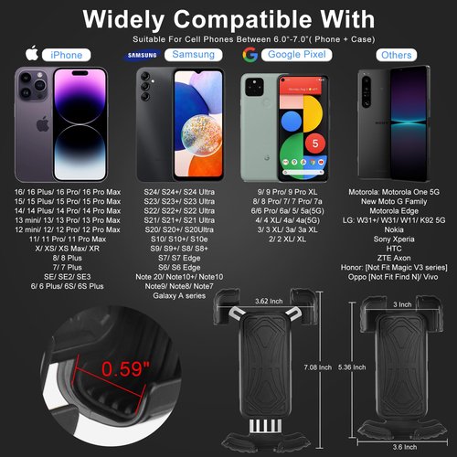 Golf Cart Phone Holder Magnetic Mount Univseal Fit EZGO/Yamaha/Club/ICON/Zone,360° Rotation, Ultra Strength Magnetic,Golf Cart Phone Holder for Phone Size 6“-7”, Includes iPhone16-11/Pro/Pro Max/Plus
