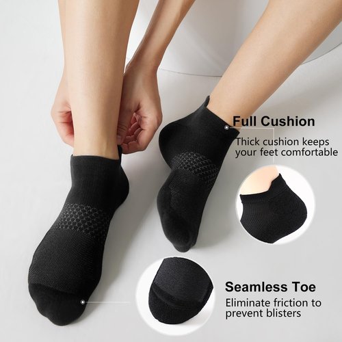 CS CELERSPORT Women's Ankle Running Socks - Cushioned Athletic Sport Socks | 5 Pairs