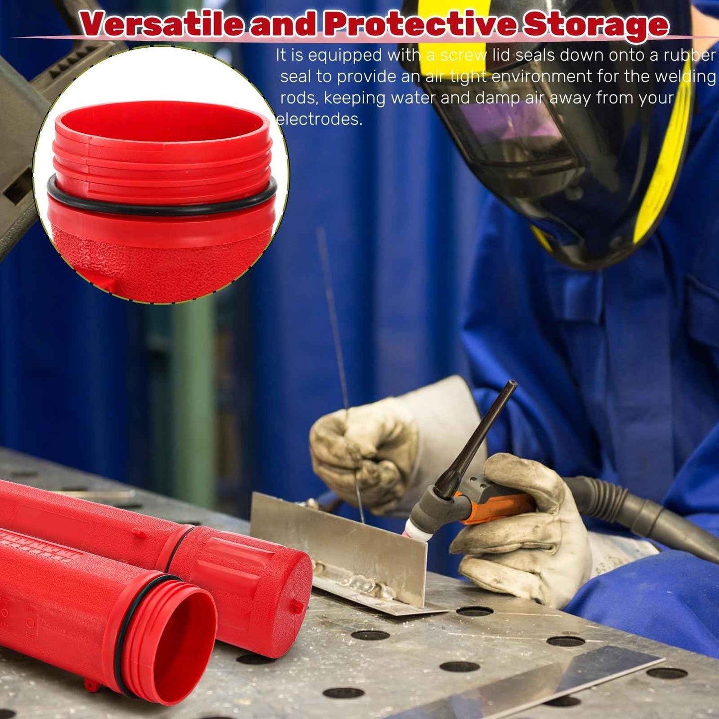 ZOOFOX 2 Pack Welding Rod Holder, 14" Carbon Steel Stick Electrode Storage Tube, Waterproof Welding Rod Canister for Keeping Welding Electrode Fresh and Dry, Welding Equipment