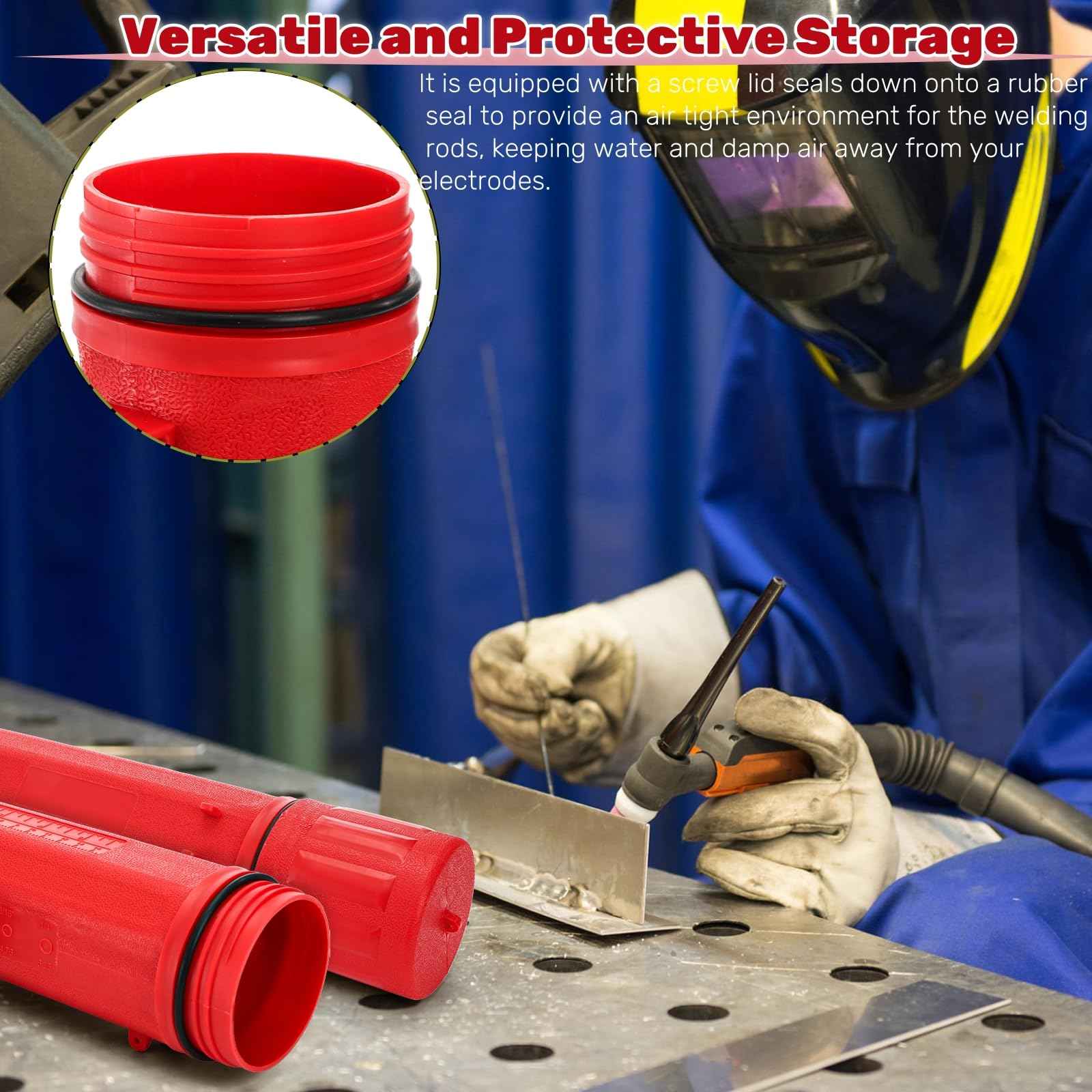 ZOOFOX 2 Pack Welding Rod Holder, 14" Carbon Steel Stick Electrode Storage Tube, Waterproof Welding Rod Canister for Keeping Welding Electrode Fresh and Dry, Welding Equipment