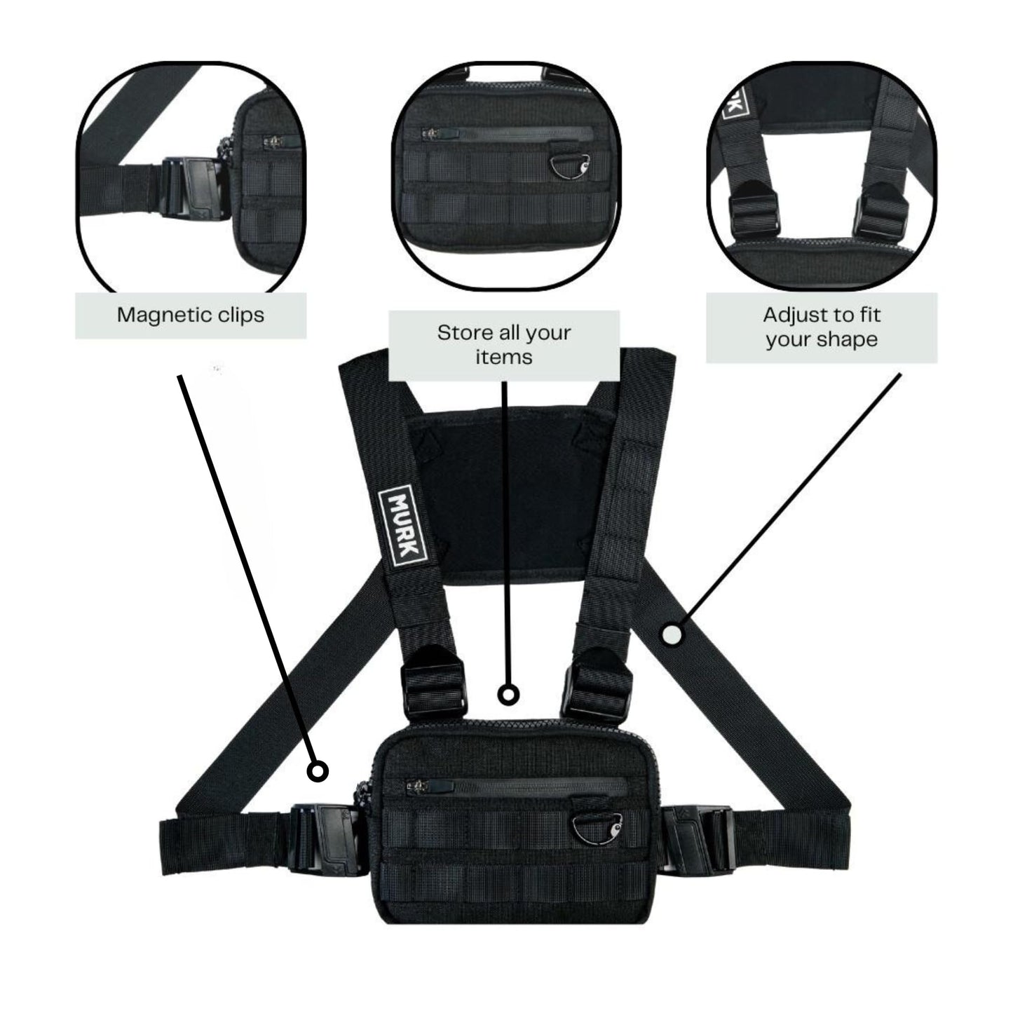 MVRK Water Resistant Chest Bag - Lightweight Tactical Chest Bag For Outdoor Training, Running Chest Pack For Men With Extra Storage
