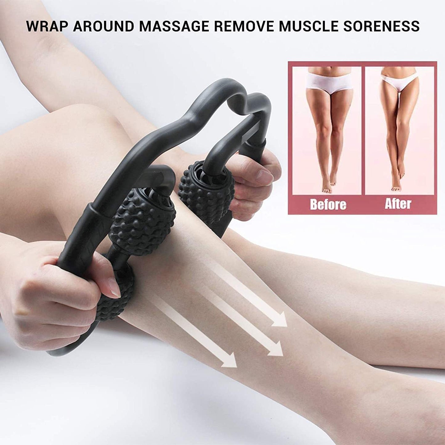 Skiennix Foam Roller - 4 Wheels Muscle Massager for Trigger Point Relief | Black Color