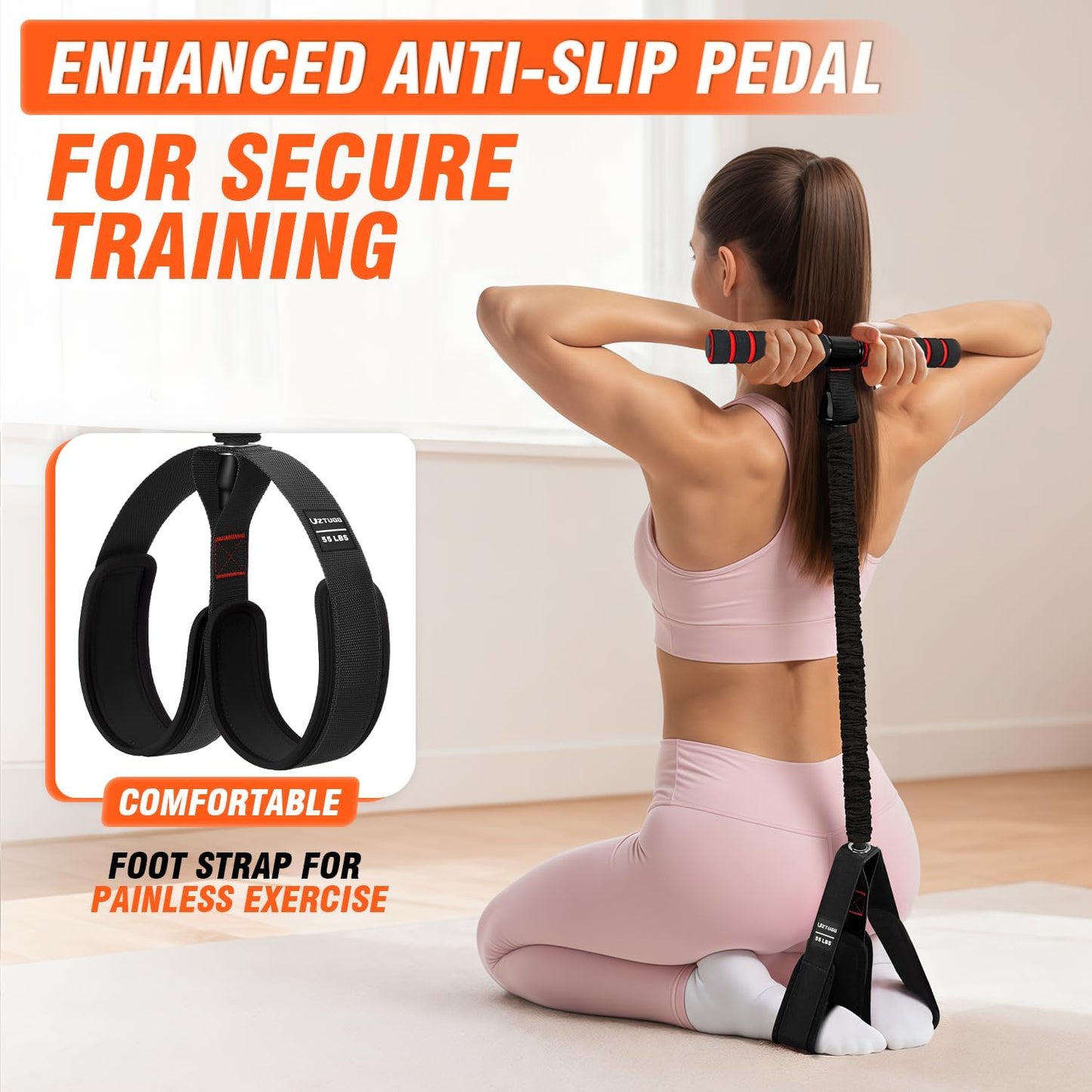 Skiennix Pedal Resistance Bands - Upgrade Women’s Exercise Bands for Full Body Training | Core, ABS, Legs, Glutes, Arms