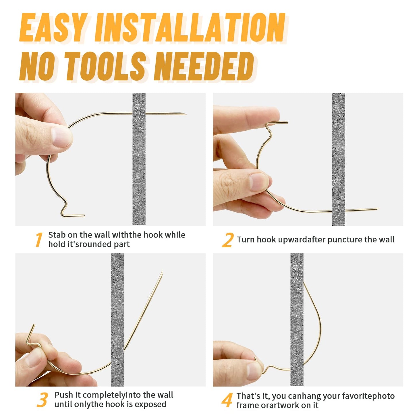 FURHUA 30pcs Aeneous Super Hook Picture Hangers and Office Pack, Drywall Hooks for Hanging Pictures, Wall Hooks, Picture Hangers, Picture Hanging Kit，Hang Art, Clock, Shelves, Mirrors