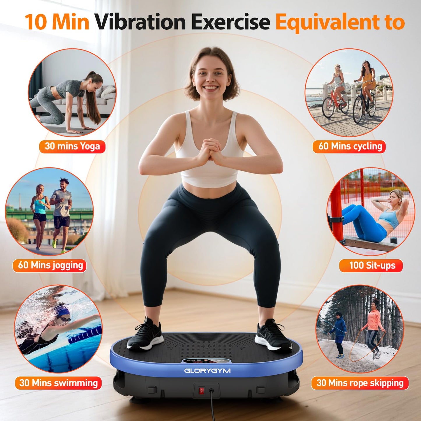 Vibration Plate Exercise Machine for Body Shaker Machine & Weight Loss, Shake Plate with Resistance Bands, 120 Speed Levels, Remote Control, Full Body Workout, Compact Home Gym Equipment