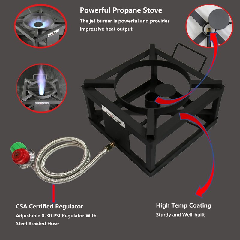 COOKAMP Propane Burner for Outdoor Cooking (Single Burner-Jet Burner)