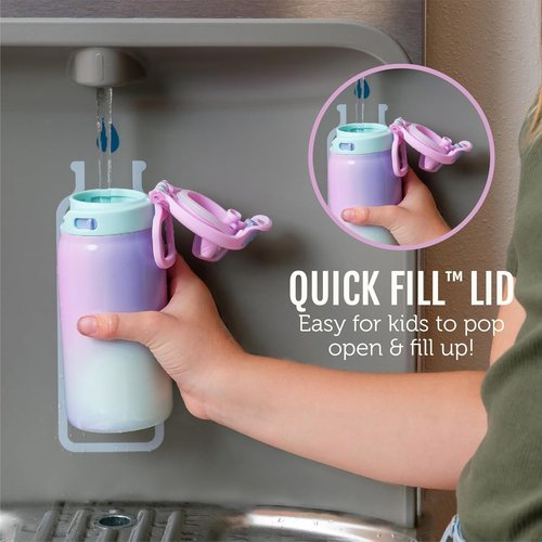 Ello Kids 12oz Pop & Fill Toddler Water Bottle - Quick Fill Lid, Leak Proof, BPA Free | Royal Palace