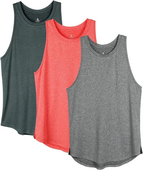 Icyzone Women's Racerback Workout Tank Tops - Pack of 3 Athletic Yoga & Gym Shirts
