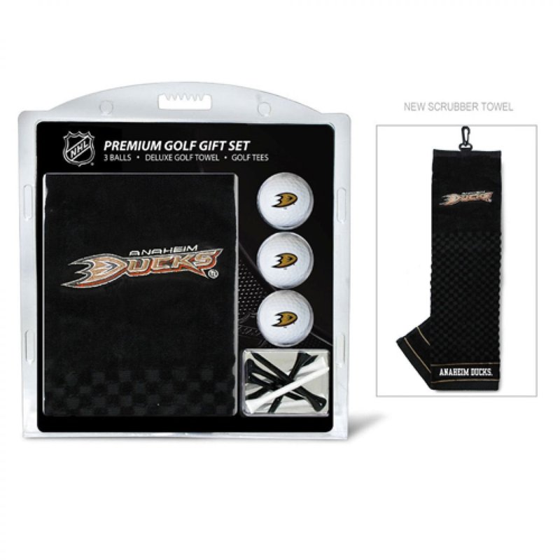 Team Golf NHL Anaheim Ducks Gift Set: Embroidered Golf Towel, 3 Golf Balls, and 14 Golf Tees 2-3/4" Regulation, Tri-Fold Towel 16" x 22" & 100% Cotton