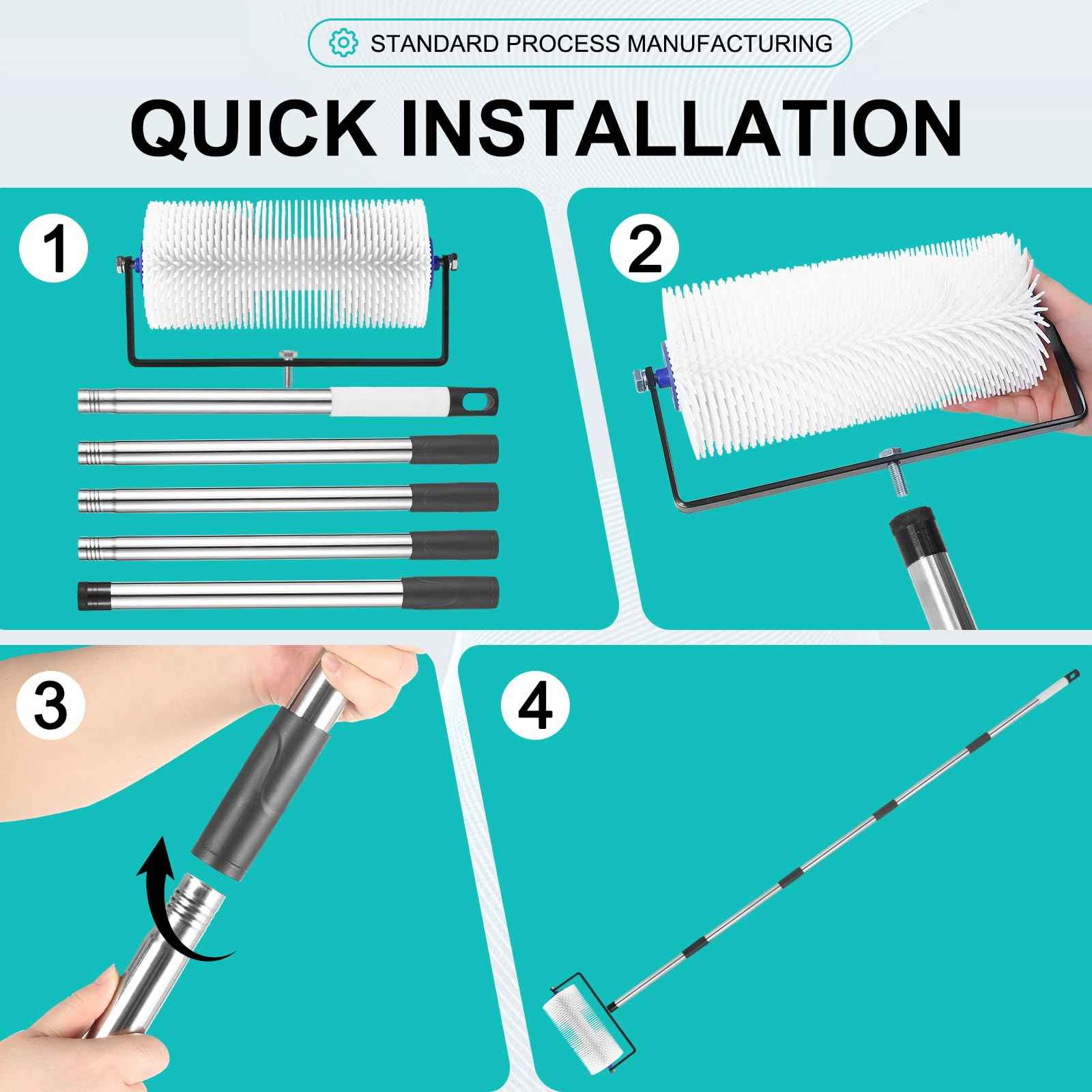 Spiked Roller for Self Leveling,9” Floor Leveling Spiked Roller for Self Leveling Concrete & Epoxy Bubble Removal - Adjustable Handle (34-77in) Lightweight Durable Screed Tool for Cement, Paint