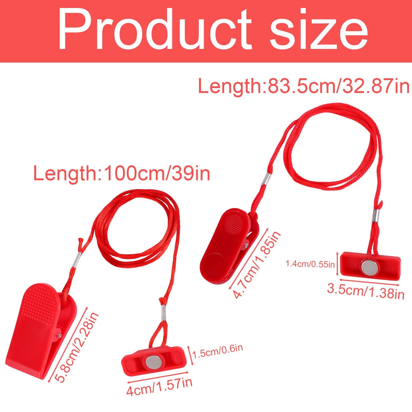 2pcs Treadmill Magnet Safety Keys, Universal Magnetic Treadmill Safety Key Replacement Running Machine Emergency Stop Magnets (2 Sizes)