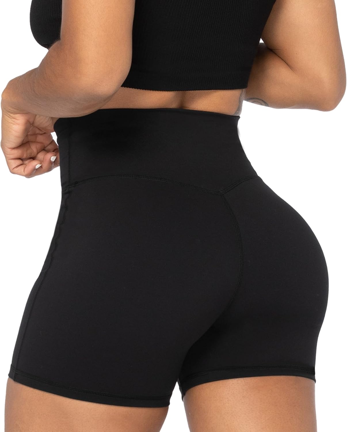 Sunzel Crossover Biker Shorts - High Waist Yoga Workout Shorts with Tummy Control for Women