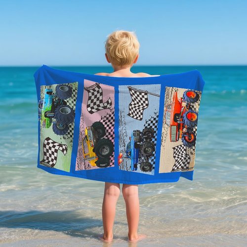 **Skiennix Truck Beach Towel - Absorbent Microfiber Quick-Dry Blanket for Kids | 30 x 60 Inch**