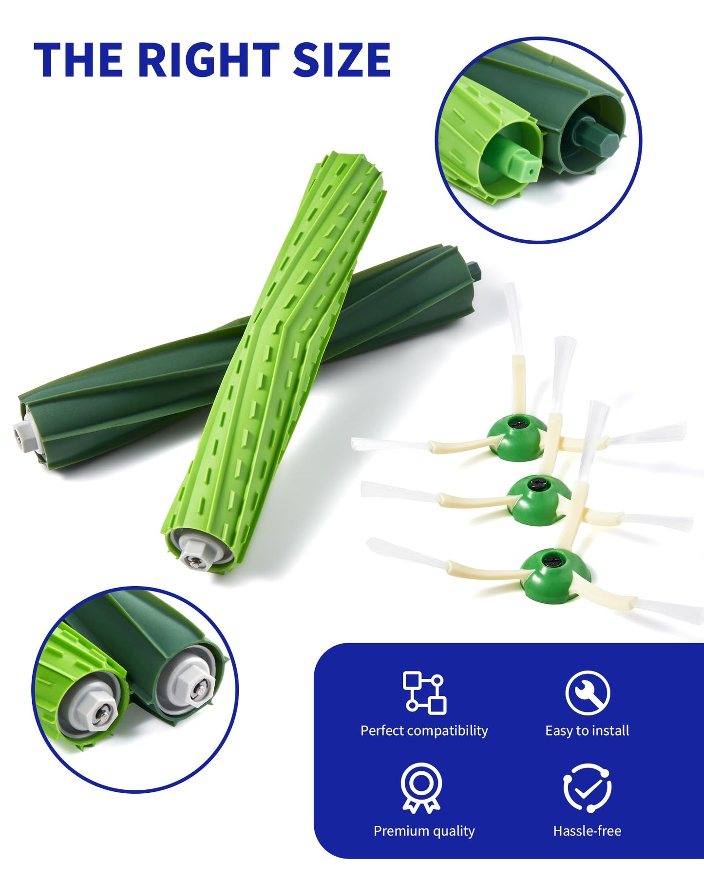 Replacement Parts & Accessories for i-Robot E, I & J Series, Combo i5, j5 Series Robot Vacuum, 2 Dual Multi-Surface Rubber Brushes & 6 HEPA Filter & 6 Edge-Sweeping Brushes