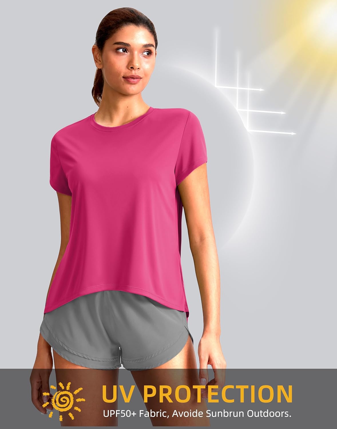 SANTINY Women's Short Sleeve Workout Tops - Breathable Yoga T-Shirts for Sun Protection | Athletic Fit