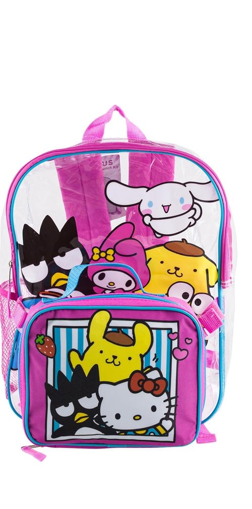 Fast Forward Hello Kitty & Friends Backpack And Detachable Lunch Kit - 15" - Clear and Pink 99925