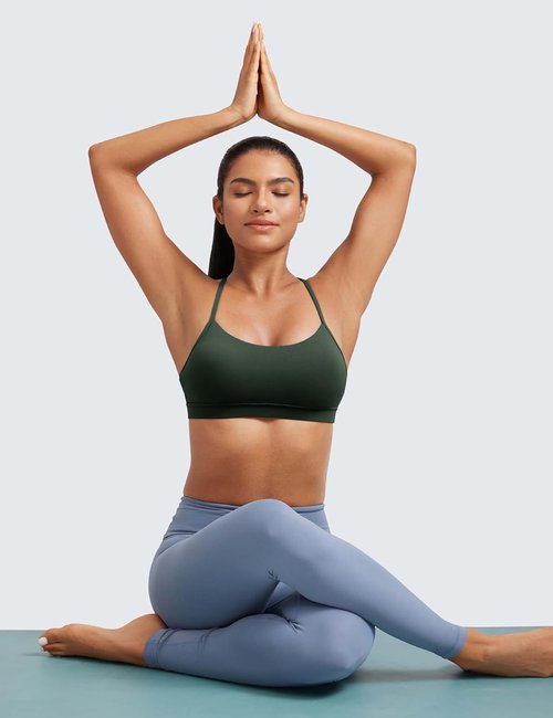 CRZ YOGA Butterluxe Sports Bra - Padded Racerback for Low Impact Yoga & Workouts | Women's Thin Strap Top
