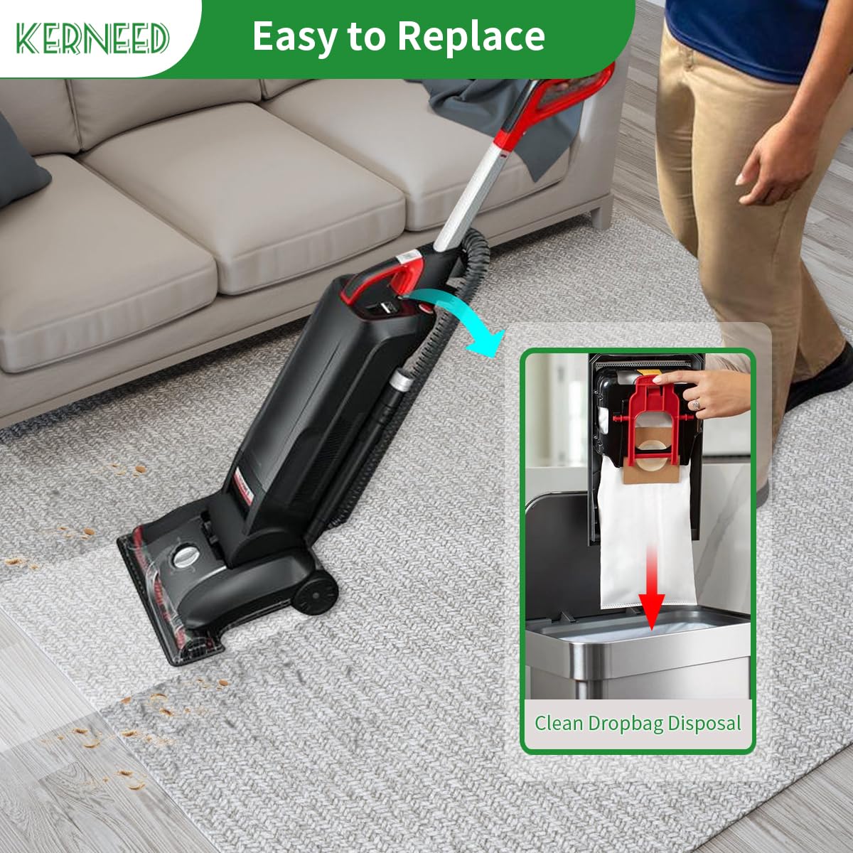 5 Pack Type Y HEPA Vacuum Bags for Hoover WindTunnel Upright Style Y, Z, YZ Vacuum Cleaners, Replace Part 4010100Y