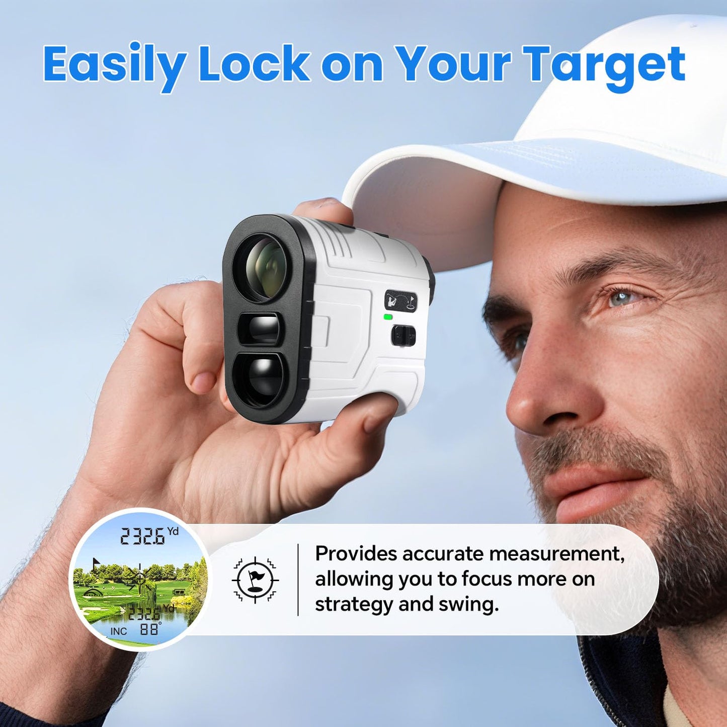 1200 Yards Range Finder Golf with Slope, 7X Magnification Range Finder, Lightweight Portable Rechargeable Rangefinder, Flag Lock Vibration, Switch for Legal, Range Finders for Golf Accessory (White)