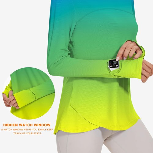 Blingfit Women's Long Sleeve Workout Tops - Lightweight UPF50+ UV Protection for Running & Hiking