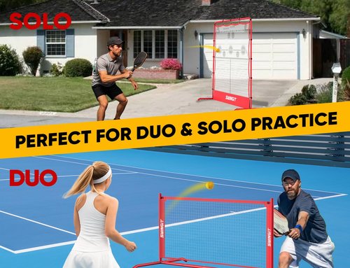 Pickleball Practice Rebounder Net 6FT Mini Pickle Ball Net Portable for Outdoor Driveway Backyard and Indoor Garage 2in1 Trainer for Dink Volley Tennis Practice rebounder (Red)