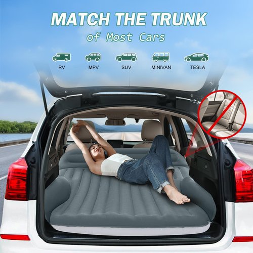 Ciremiv SUV Air Mattress with Double-Sided-Thick Flocked/with The Most Complete Sleeping Accessories/Car Mattress with Pump & Built-in Pillow/Car Air Mattress for Auto Camping,Road Trip