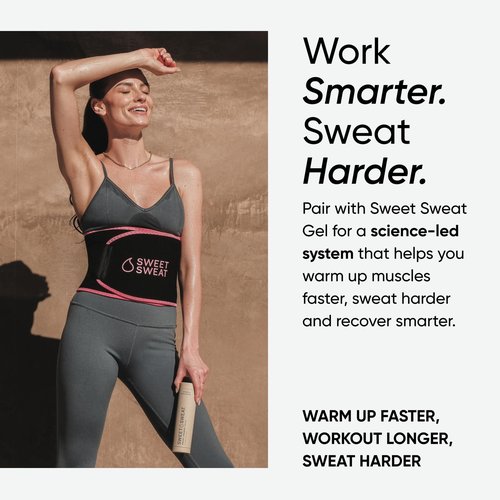 Sports Research Sweet Sweat Waist Trimmer (Core Series) - Premium Sweat Enhancing Fitness Band for Women & Men - Adjustable Fit · Latex-Free Neoprene - Pink Logo, Medium
