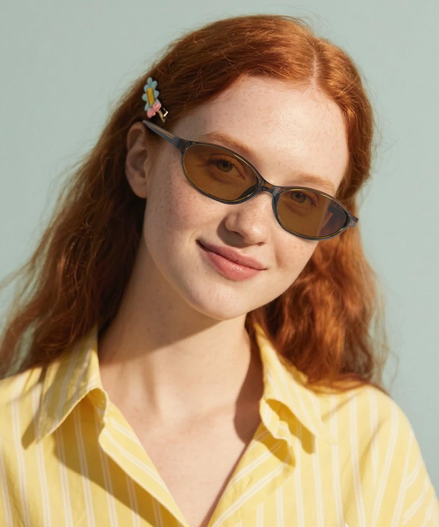QALLY Retro Oval Womens Sunglasses Cat Eye Sunglasses for Women: Chic 90s Sunnies Lightweight Trendy UV protection Sun Glasses