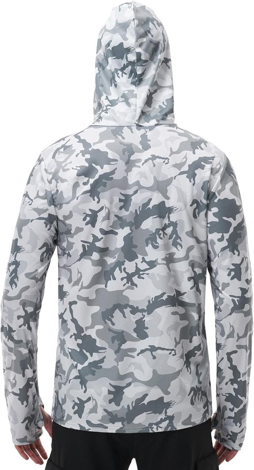 FISHEAL Men's Performance Fishing Hoodie - UPF 50+ Sun Protection, Long Sleeve with Neck Gaiter