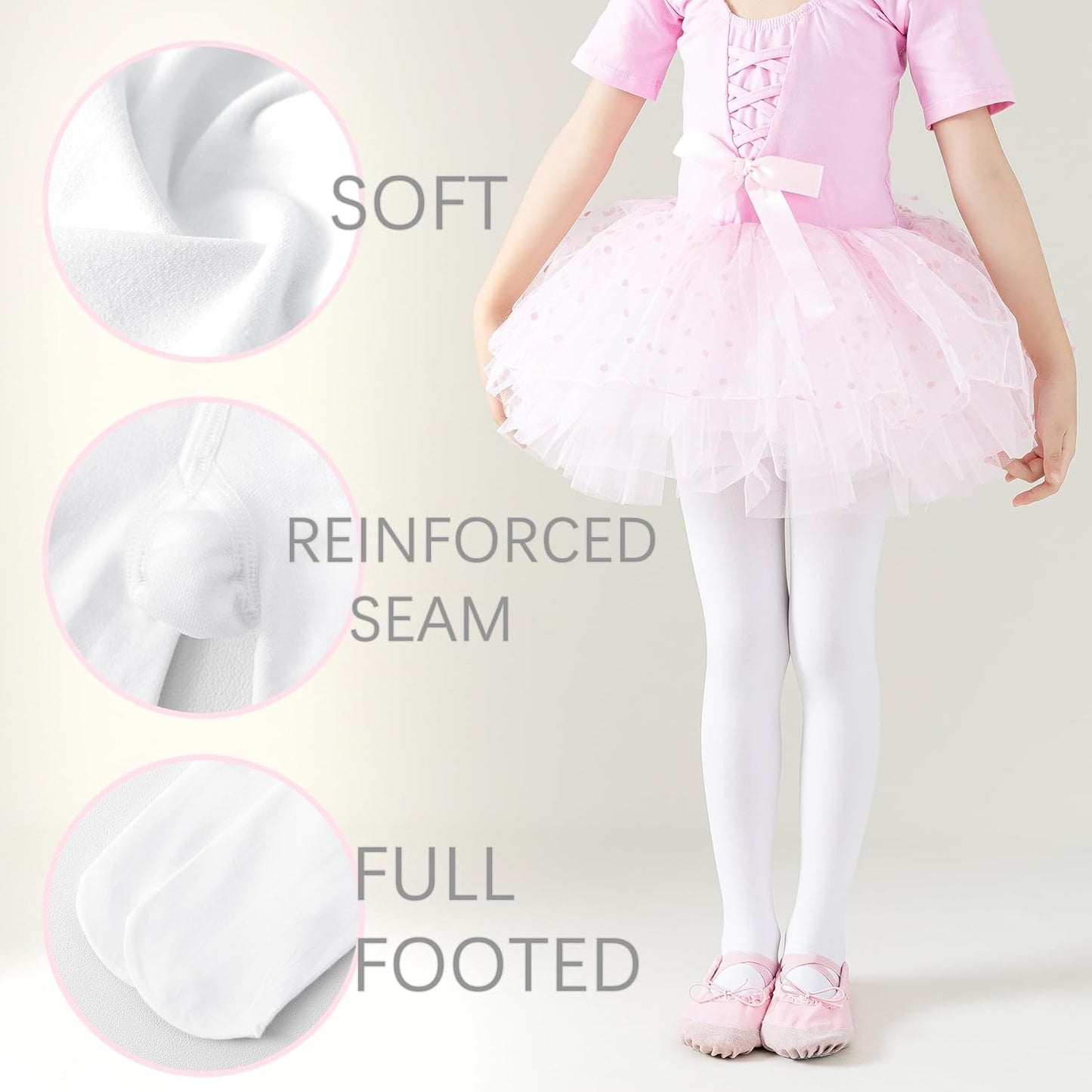 Skiennix Ballet Tights for Girls - Soft Microfiber Footed Dance Leggings | Comfortable Fit