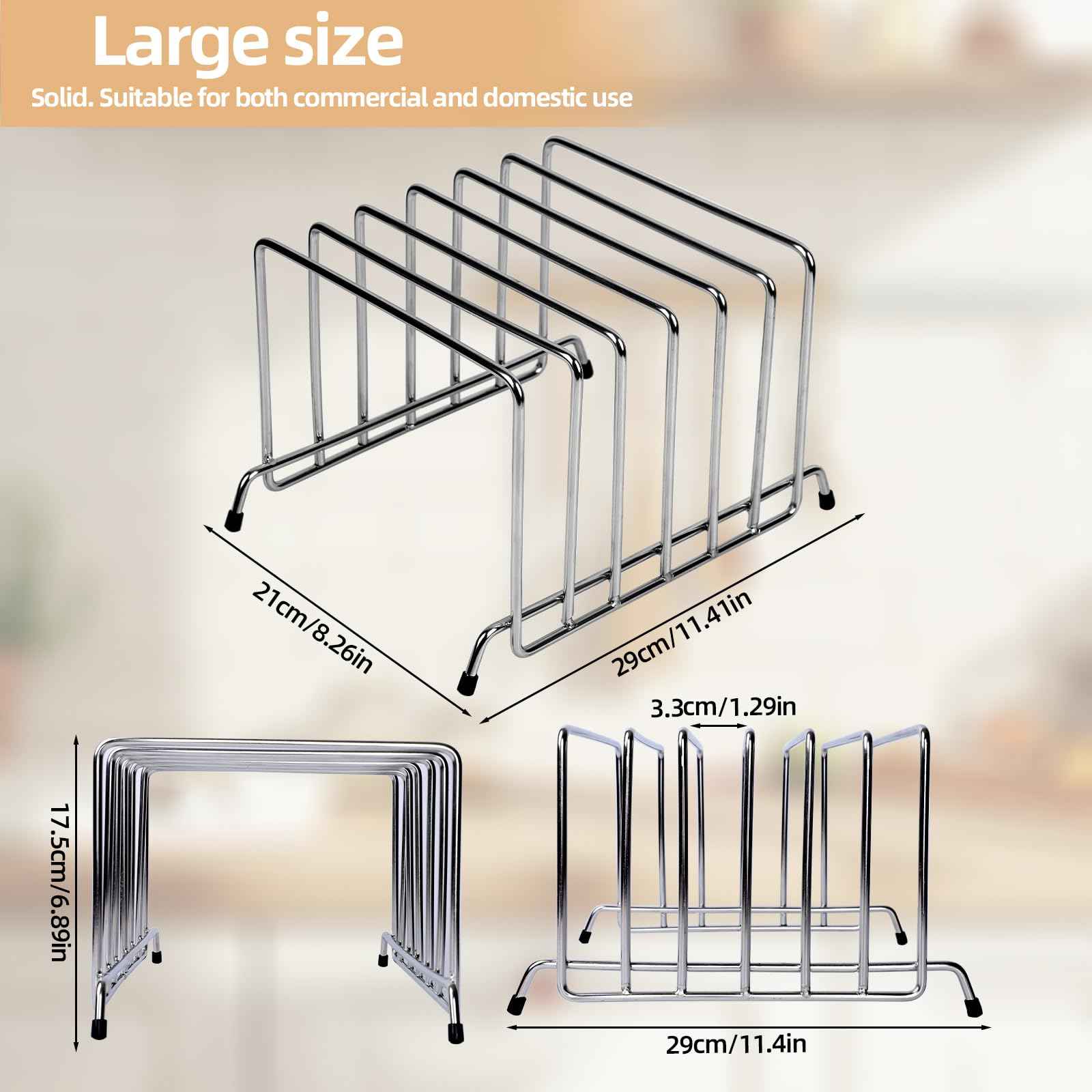 6 Slot Stainless Steel Heavy Duty Cutting Board Organizer, Cutting board storage rack，Cutting Board Holder Baking Cookie Pan Sheets Cooling, kitchen organizers and storage,Cabinet countertop organizer