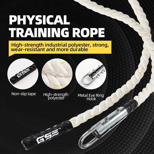GSE Games & Sports Expert Gym Climbing Rope, Polyester Workout Rope for Indoor/Outdoor and Home Workouts, Great for Climbing Exercises, Strength Training - 6 Feet