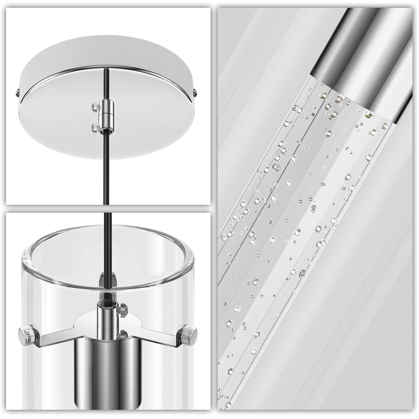 Aipsun Pendant Lights Kitchen Island 3 Pack Crystal Bubble Glass Hanging Light Fixtures 3000K Modern LED Kitchen Pendant Lighting Fixtures Ceiling