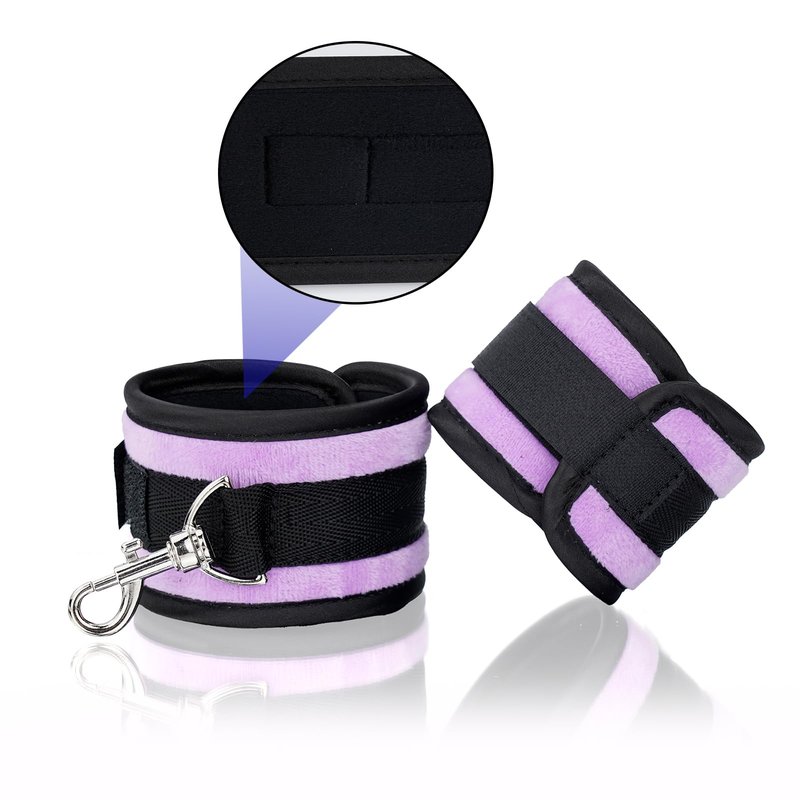 Spreader Bar Heavy Duty Stainless Steel Expandable Silver Bar Home Gym with 4pcs Furry Purple Adjustable Straps,Sports Aid Training Fitness Gear Pilates Aid Kit (Silver+Purple Furry Kit)