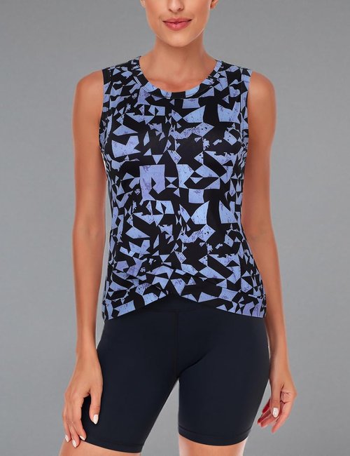 LURANEE Women's Athletic Tank Tops - Quick Dry Sun Protection Yoga Crop Sleeveless Shirt