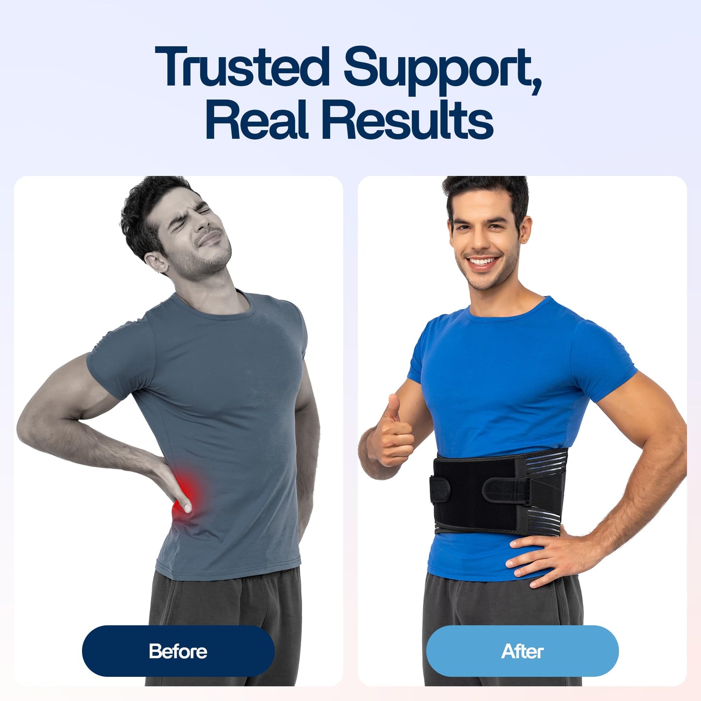 Back Brace for Lower Back Pain Relief | Sciatica Lumbar Support Belt for Men & Women, Adjustable Back Support Brace for Work & Daily Use, All-Day Comfort & Heavy-Duty Compression (Medium (33-37.9"))
