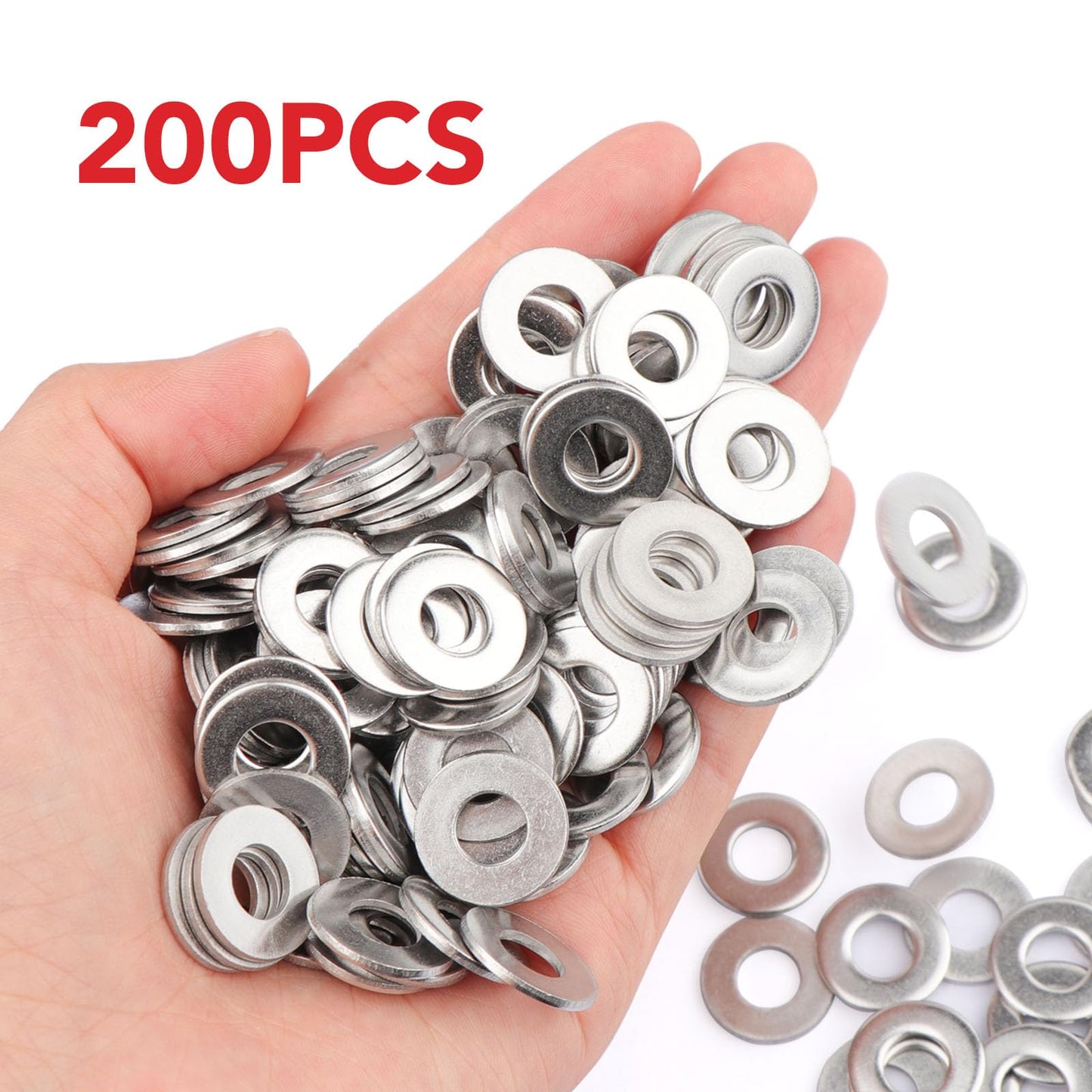 AOKOLL 200pcs 1/4'' x 5/8'' Washers 304 Stainless Steel Flat Washers Universal Metal Washers